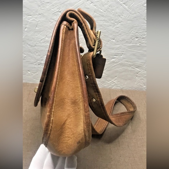 *Read Coach Vintage Pre-Creed Brown Leather Saddle Bag Crossbody Metal Tag - Picture 9 of 16